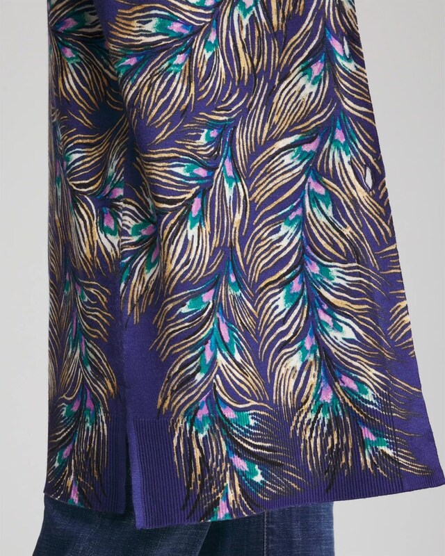 Ella Peacock-Print Cardigan Sweater - image 4